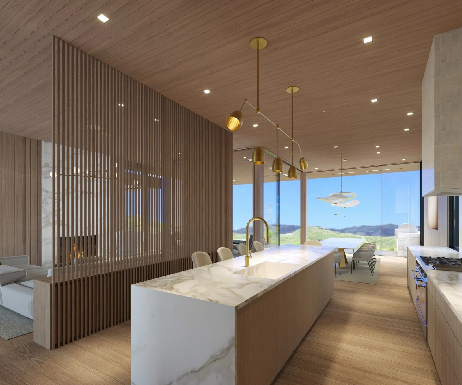 Kitchen Dining. Aspen Lodge. Interior design by HAR Design Studio, 3D visualization by Rendimension.