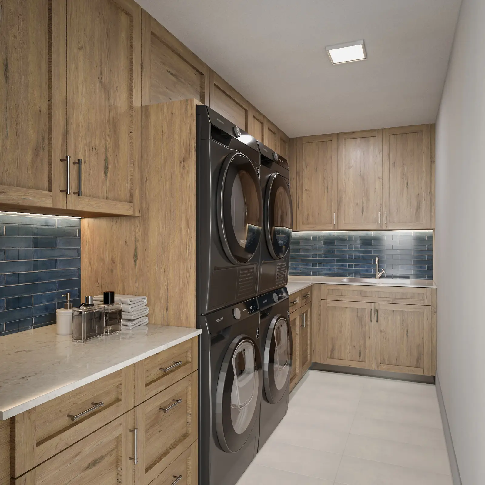 Upper Laundry, Version 1. Aspen Lodge. Interior design by HAR Design Studio, 3D visualization by Rendimension.