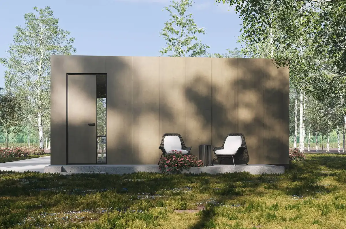 Entry Elevation. Birch Grove Pavilion. Interior design by HAR Design Studio, 3D visualization by Rendimension.