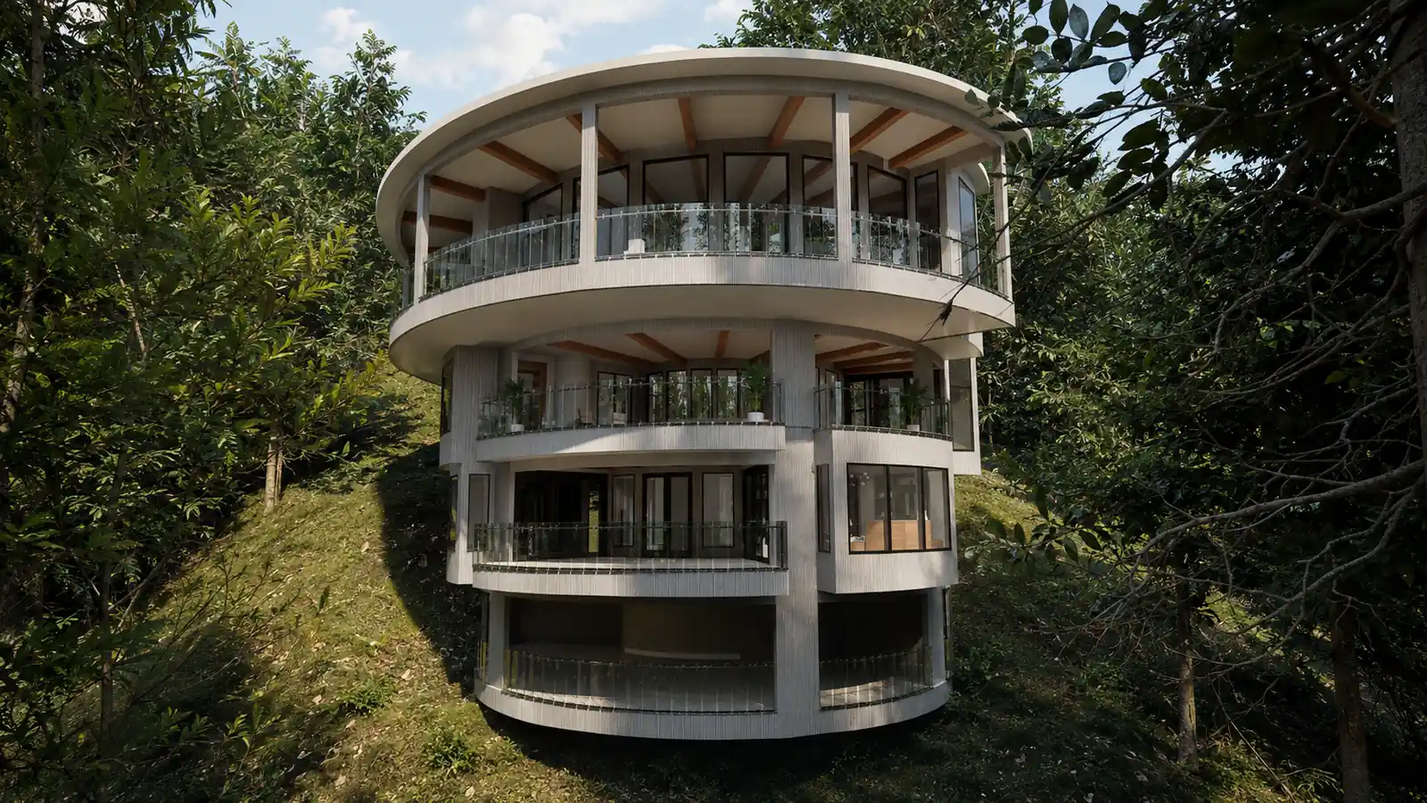 Front Elevation Terraces. The Helix House. Interior design by HAR Design Studio, 3D visualization by Rendimension.