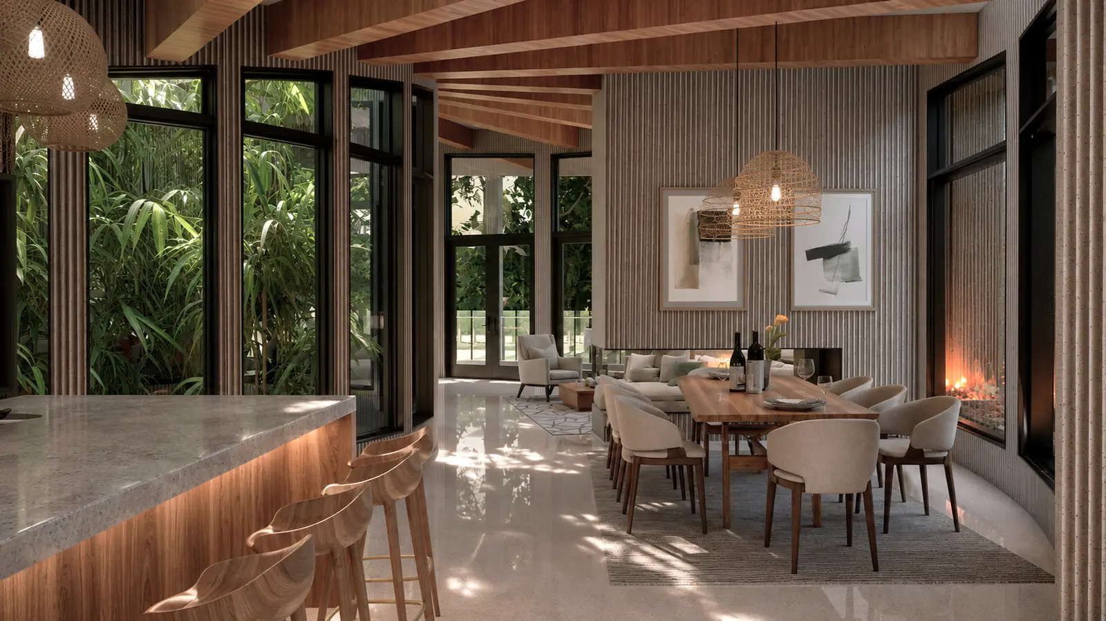 Kitchen Dining. The Helix House. Interior design by HAR Design Studio, 3D visualization by Rendimension.
