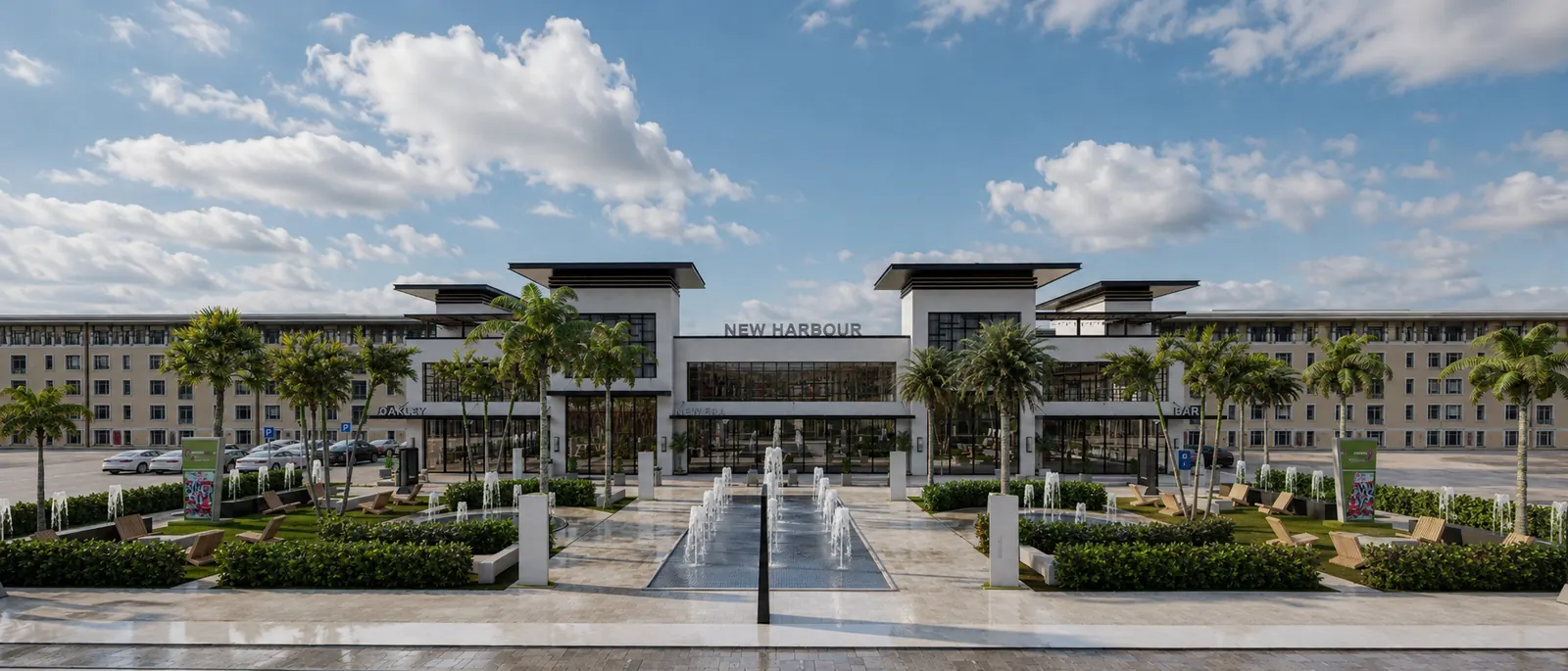 New Harbour Mall Main Front Plaza. New Harbour Commercial Mall, Montego Bay. Interior design by HAR Design Studio, 3D visualization by Rendimension.