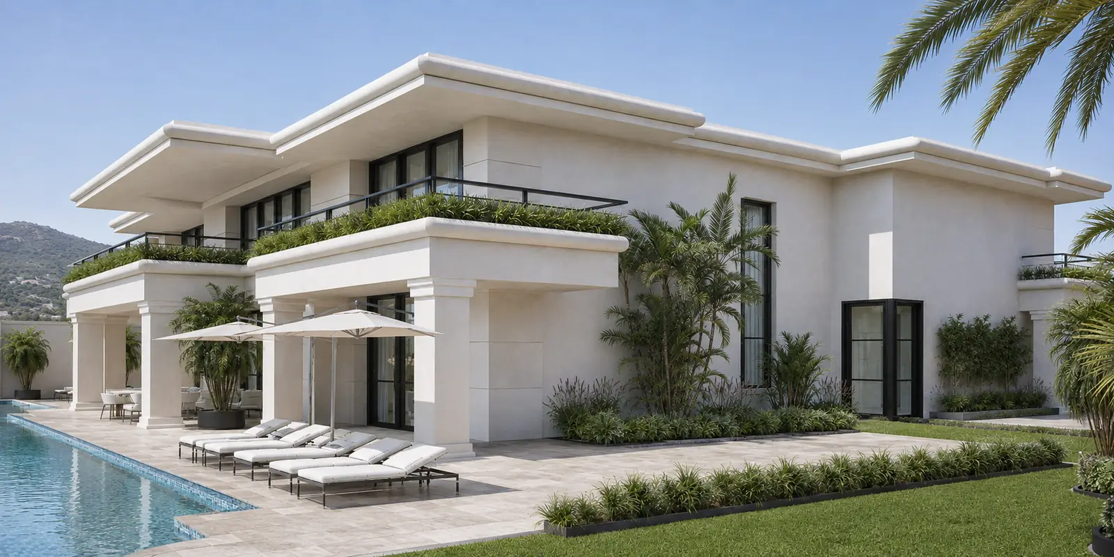 Drive Pool Terrace Corner. Oriole Drive. Interior design by HAR Design Studio, 3D visualization by Rendimension.