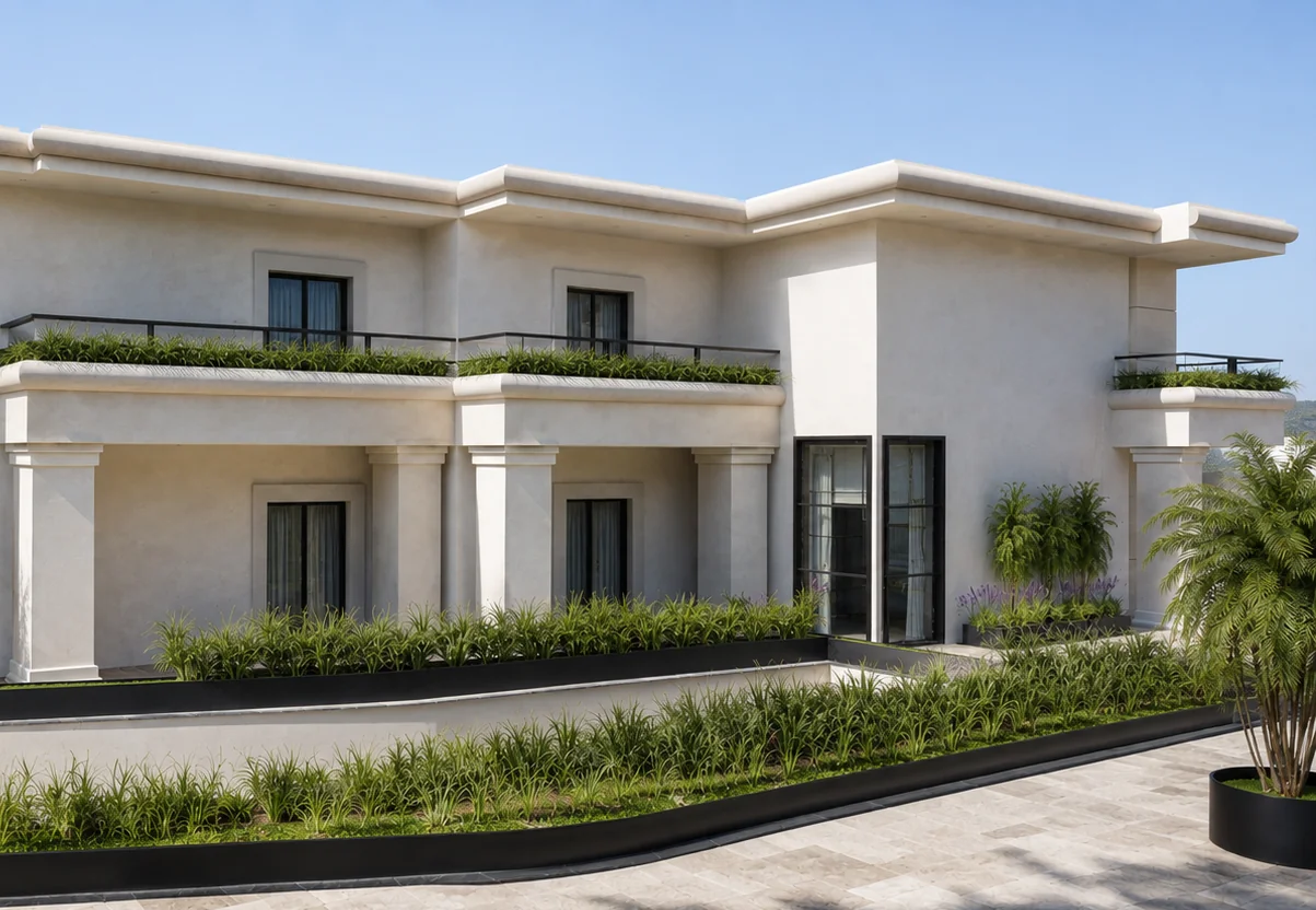 Drive Side Elevation. Oriole Drive. Interior design by HAR Design Studio, 3D visualization by Rendimension.