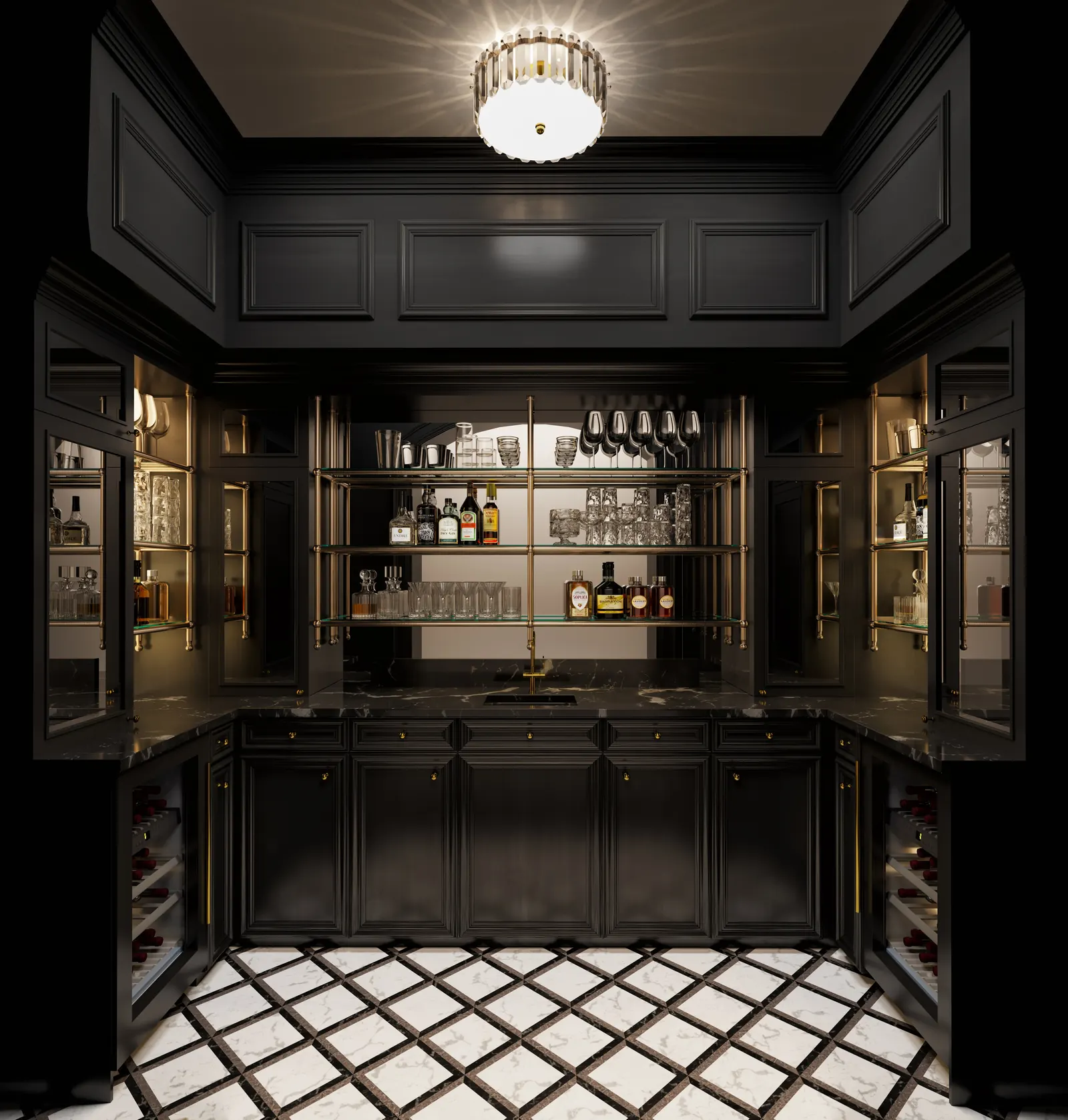 Onyx House Bar Final. The Onyx House. Interior design by HAR Design Studio, 3D visualization by Rendimension.