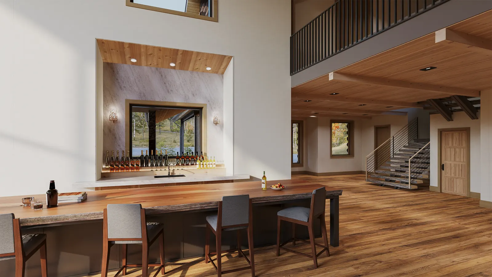 Bar, Option 2. Telluride Residence. Interior design by HAR Design Studio, 3D visualization by Rendimension.