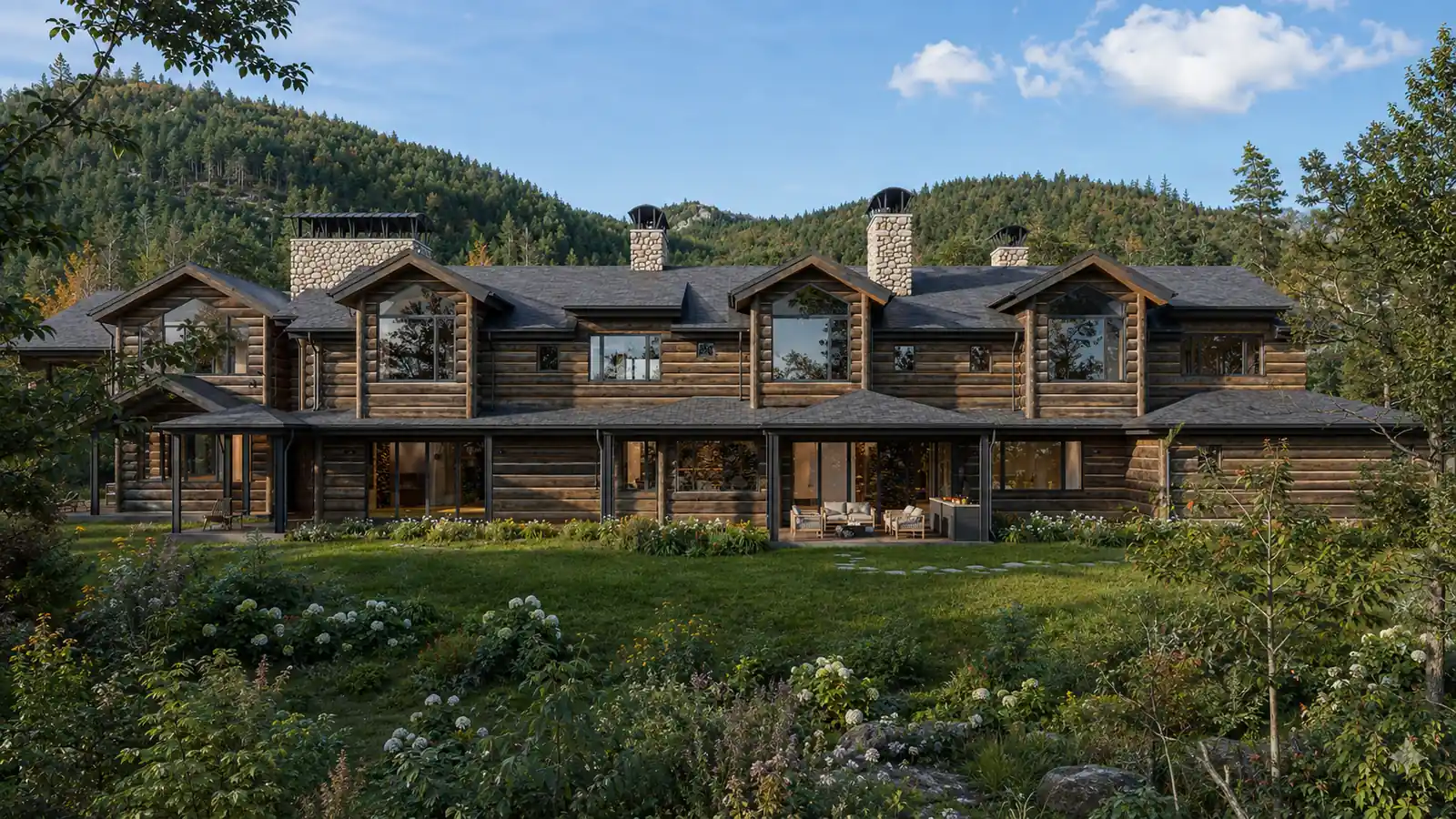 Rear Elevation Meadow. Vail Lodge. Interior design by HAR Design Studio, 3D visualization by Rendimension.