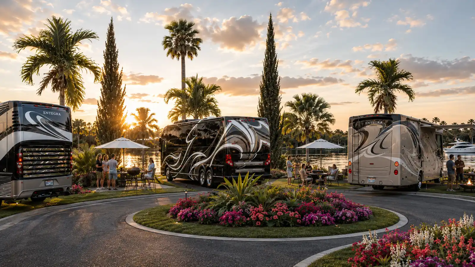 RV Site Sunset. Yacht Haven Marina. Interior design by HAR Design Studio, 3D visualization by Rendimension.